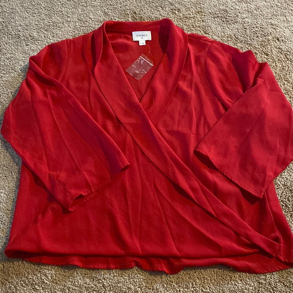 Everly Red Top with front detail